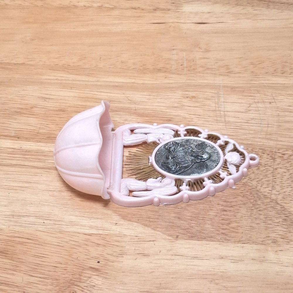 Unbranded Made in Italy Holy Water Font Pink Sacred Heart Jesus Angel Plastic - Picture 10 of 16